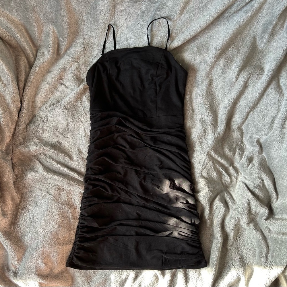 Black Ruched Mini Dress